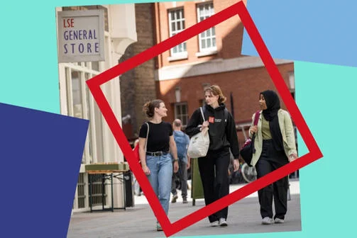 Three students walking together and chatting