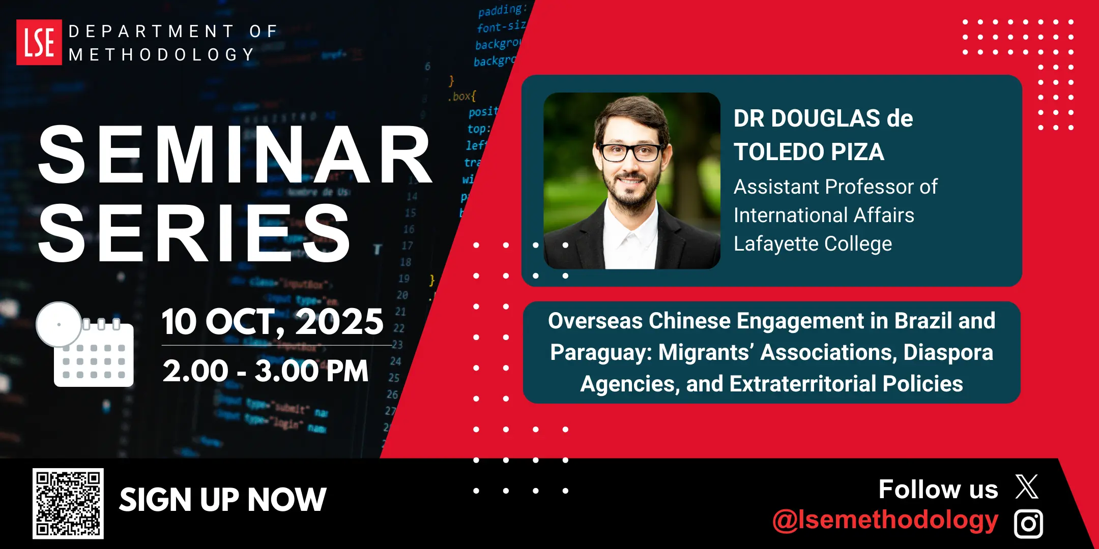 graphic that reads 'seminar series, 10 Oct 2025, 2-3pm, Dr Douglas de Toledo Piza'