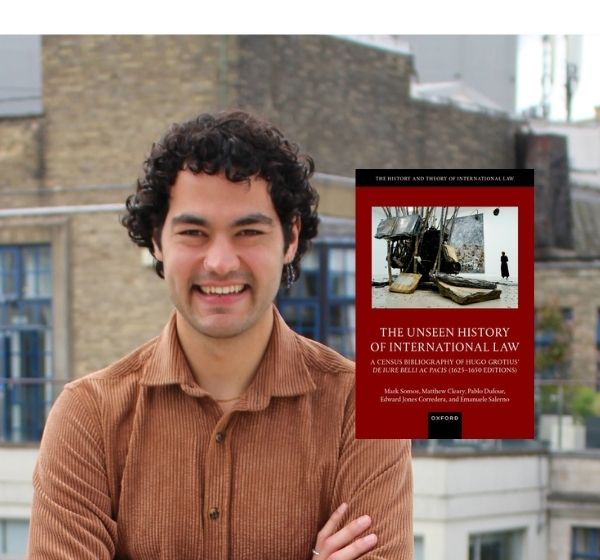 Student Pablo Dufour and his bookcover