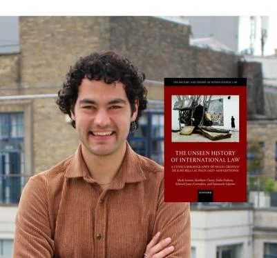 Student Pablo Dufour and his bookcover