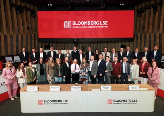 Mayors of the second class of the Bloomberg LSE European City Leadership Initiative with Mike Bloomberg, Patti Harris and James Anderson.