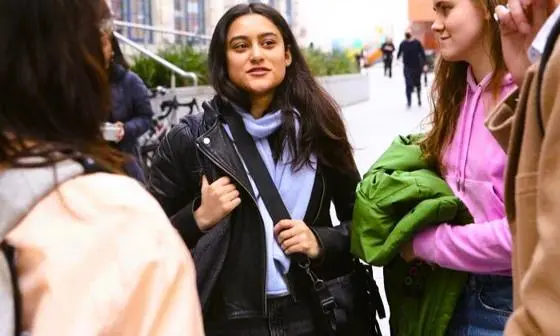 Students talking on campus