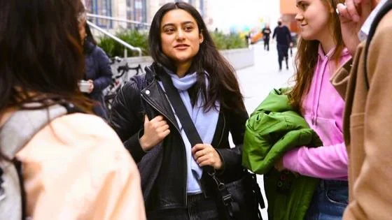 Students talking on campus