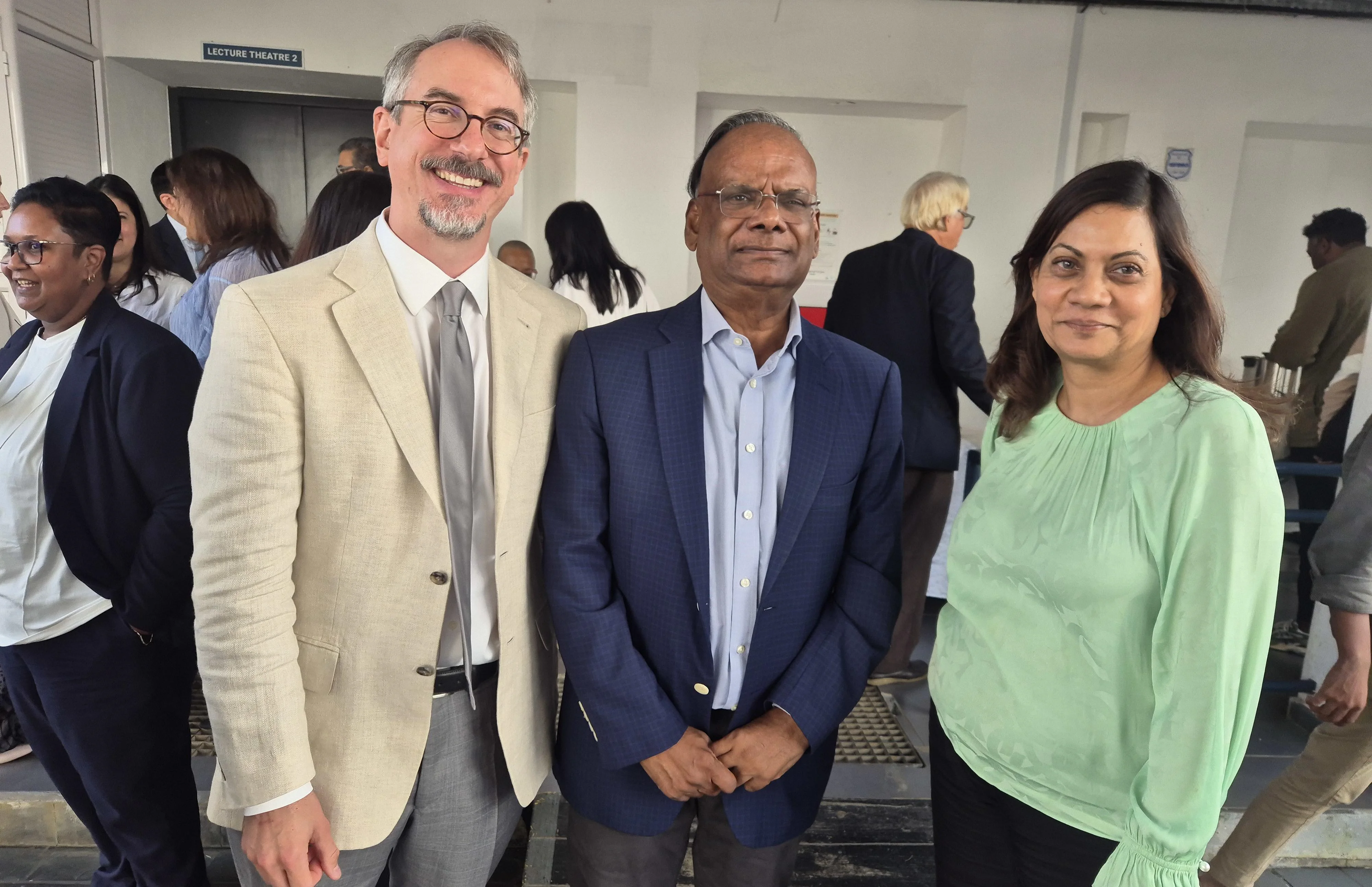 From left to right: Professor Green, Rama Sithanen, and Dr Roukaya Kasenally