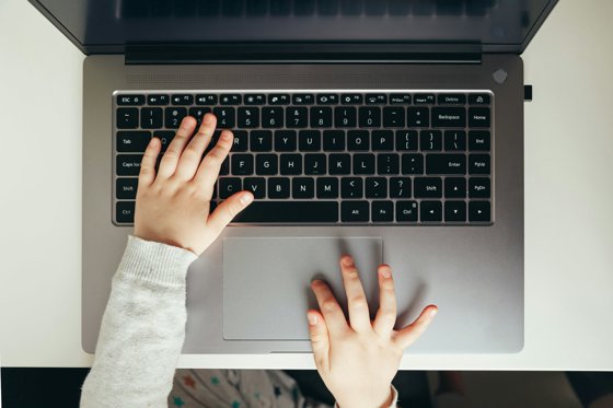 Child using laptop
