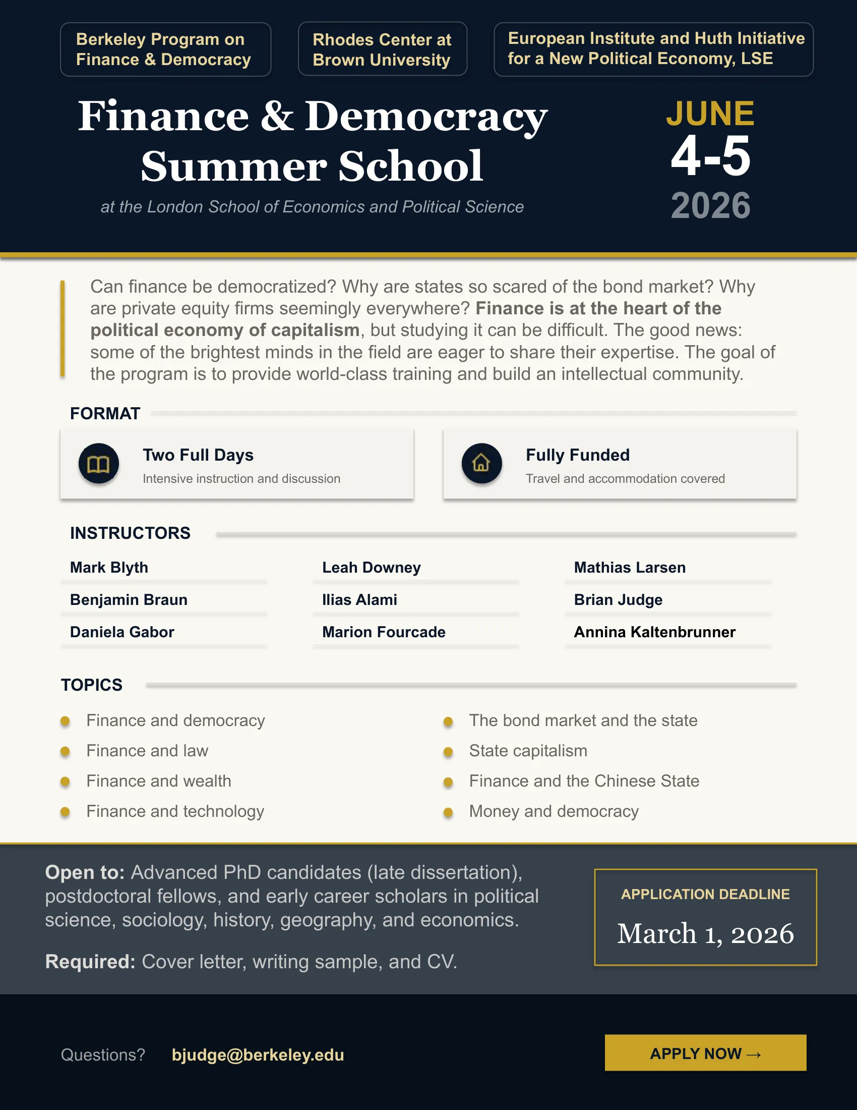 European Institute Finance and Democracy Workshop