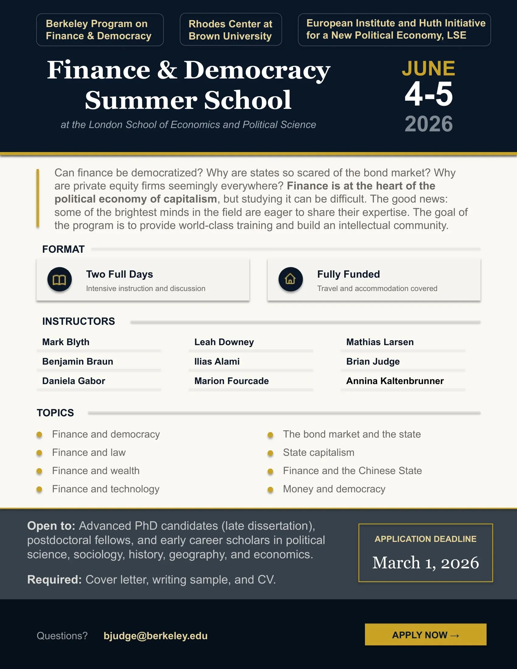 European Institute Finance and Democracy Workshop