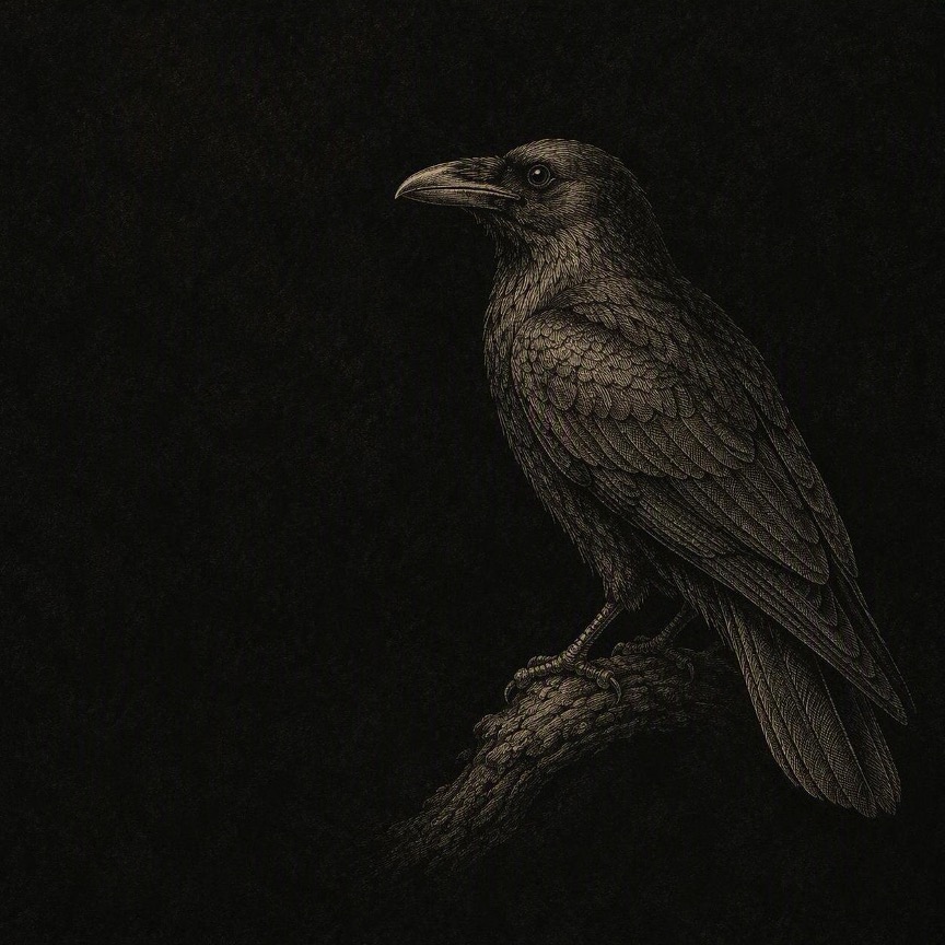 Dark grey bird sitting on a perch.