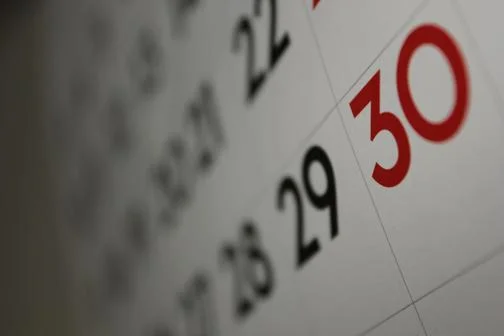 Calendar showing dates