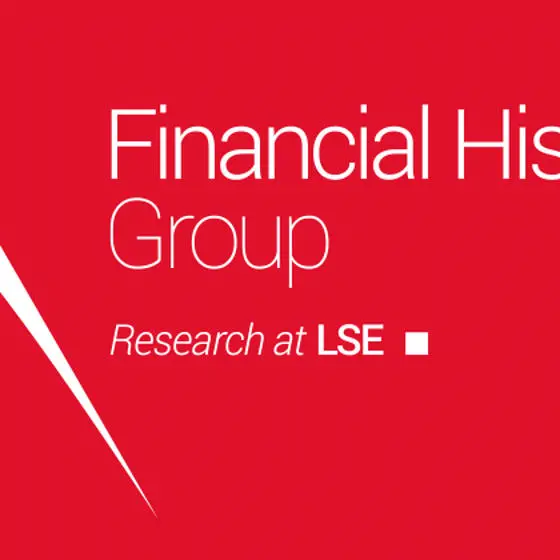 Financial History Group logo - a white slash on a red background.