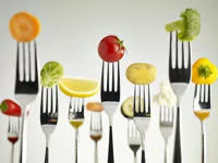 Vegetables on forks Department of International Relations only iStock