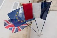 French, UK and EU flags flying from a building. IR DEPT ONLY (iStock)