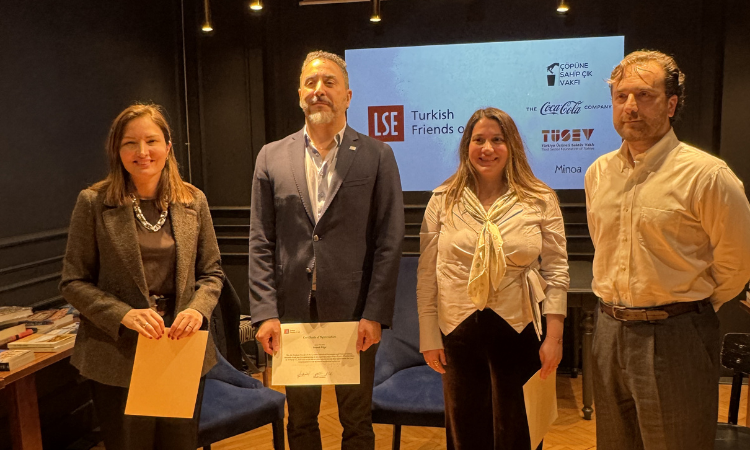 Four LSE Turkey alumni standing 