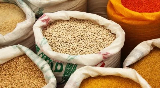 Grains in sacks