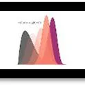 Stylized Bayesian distribution graph illustrating overlapping bell-shaped coloured probability curves