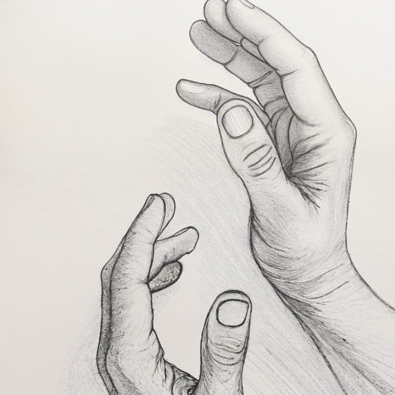 A sketch of hands