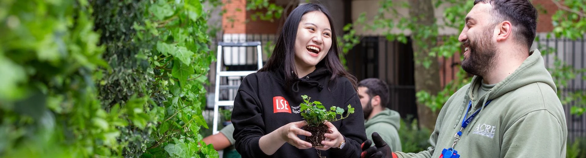 Students doing gardening