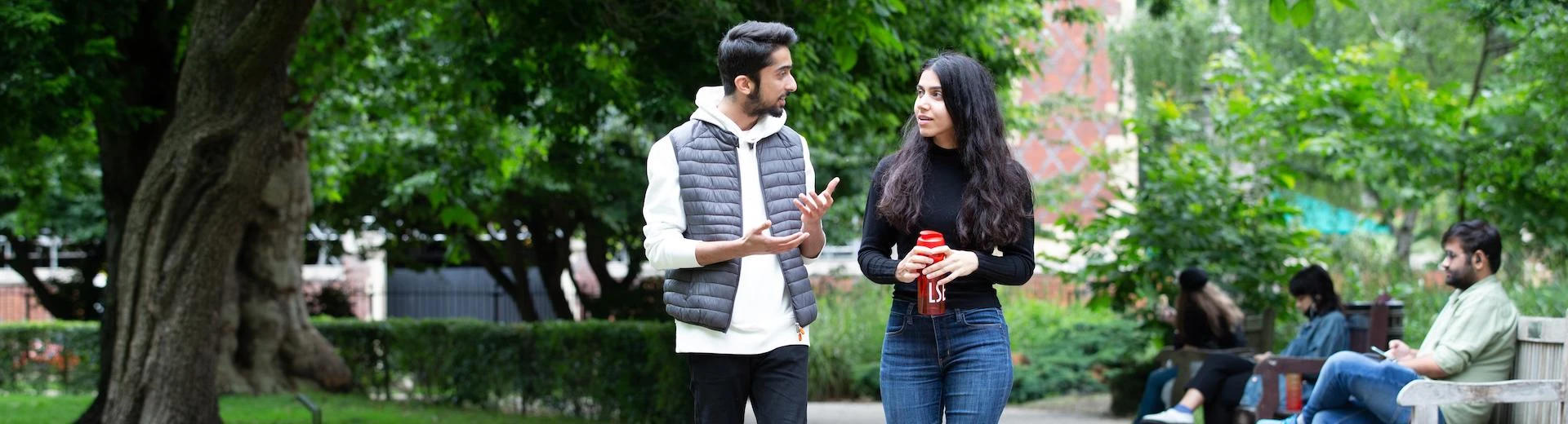 Students walking in the park