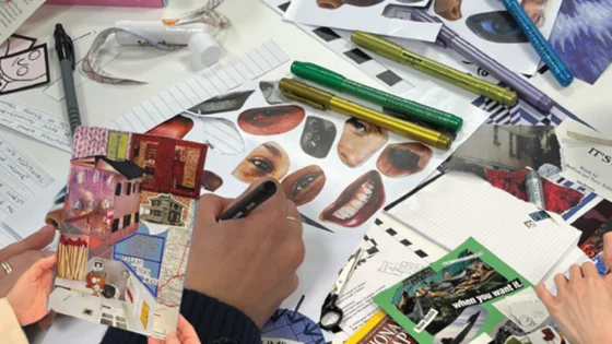 Collage-making with images from magazines as part of academic conference