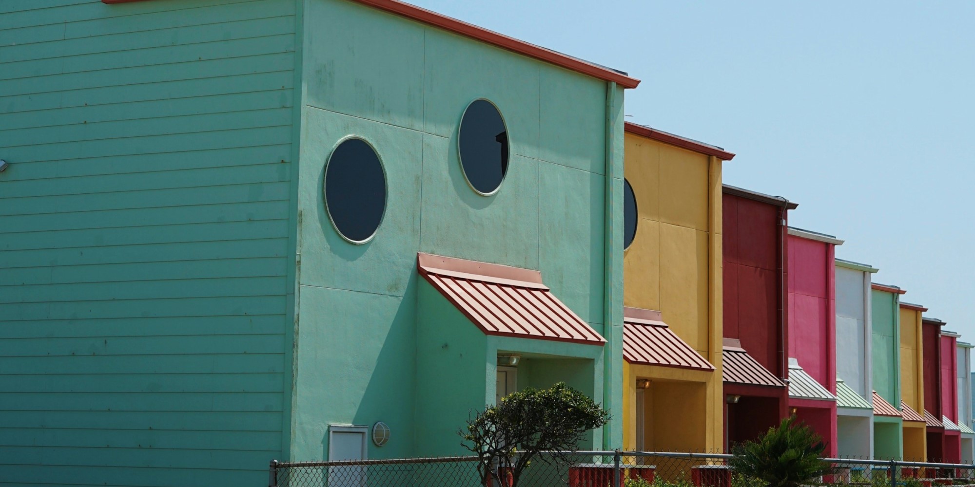 Row of multi-coloured houses