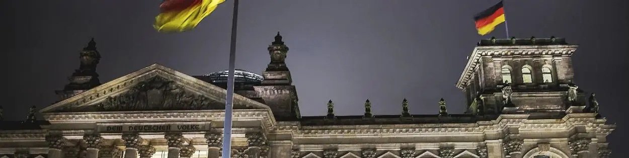 a building with a German flag