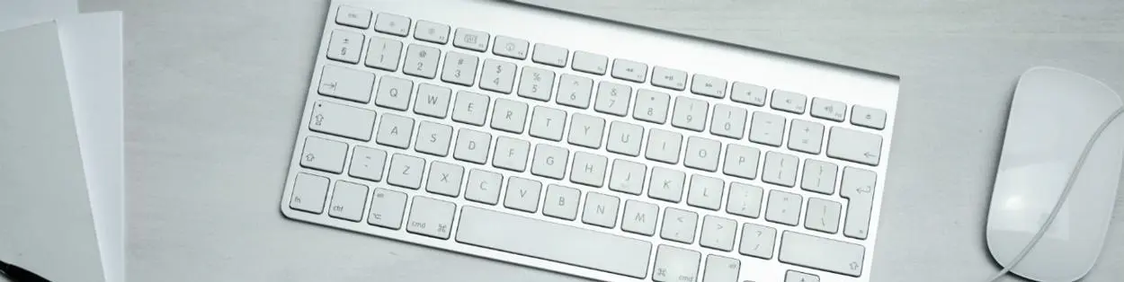 A computer keyboard and mouse.