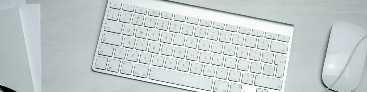 A computer keyboard and mouse.