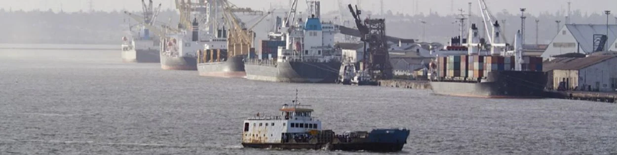 Ships with shipping containers.