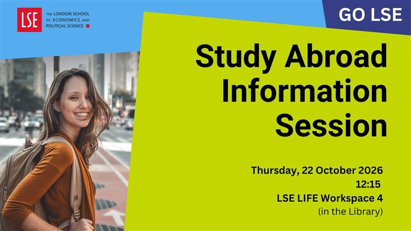 Study Abroad Information Session poster with picture of student