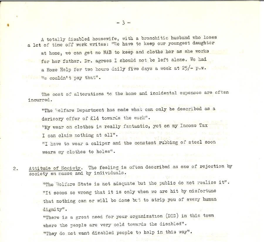 An extract from the Survey of the Welfare Problems of Correspondents of DIG