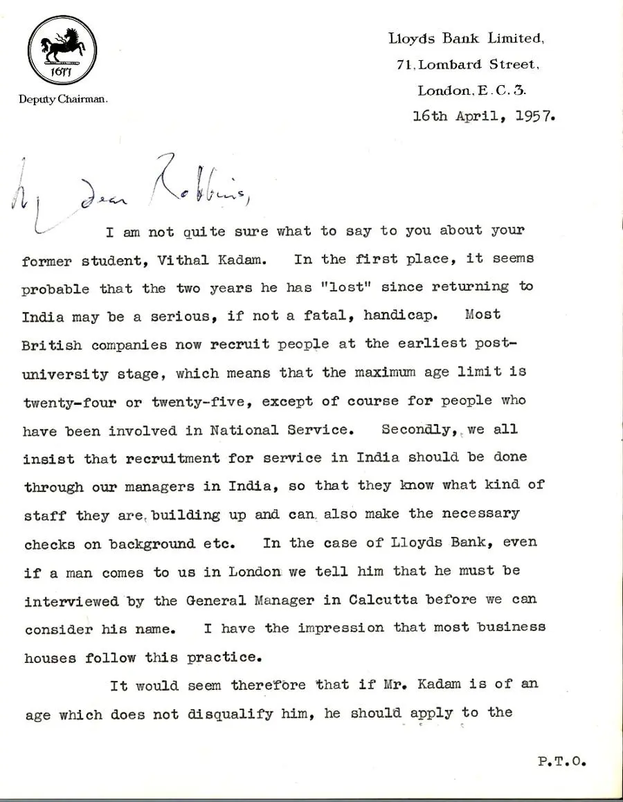 The first page of a typed letter