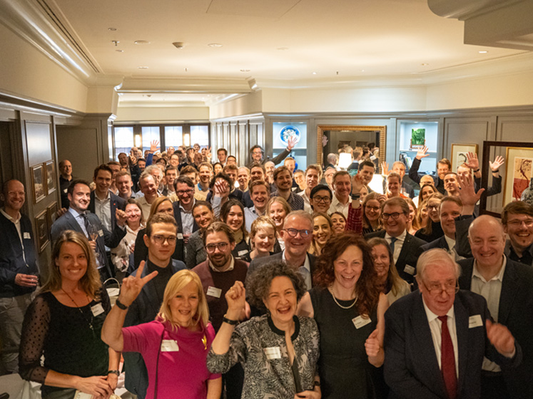 Attendees of the 40th anniversary of the German Friends of LSE pose for a photo