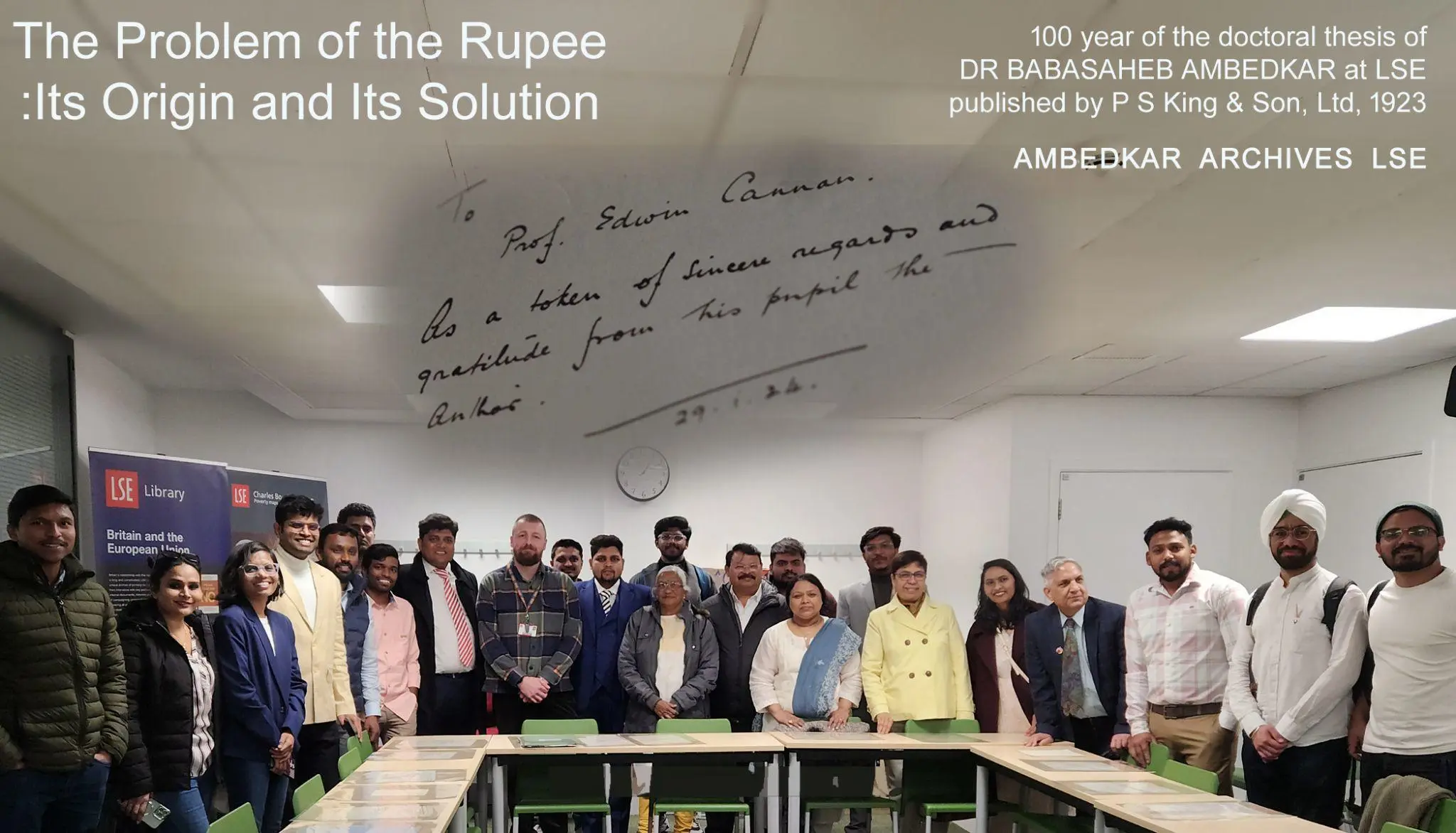 A large group of people lined up in the education room