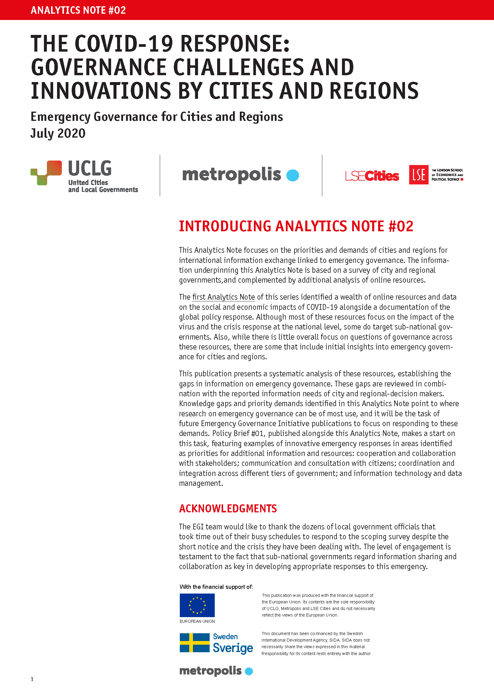 Analytics Note #02 | Emergency Governance Initiative front cover