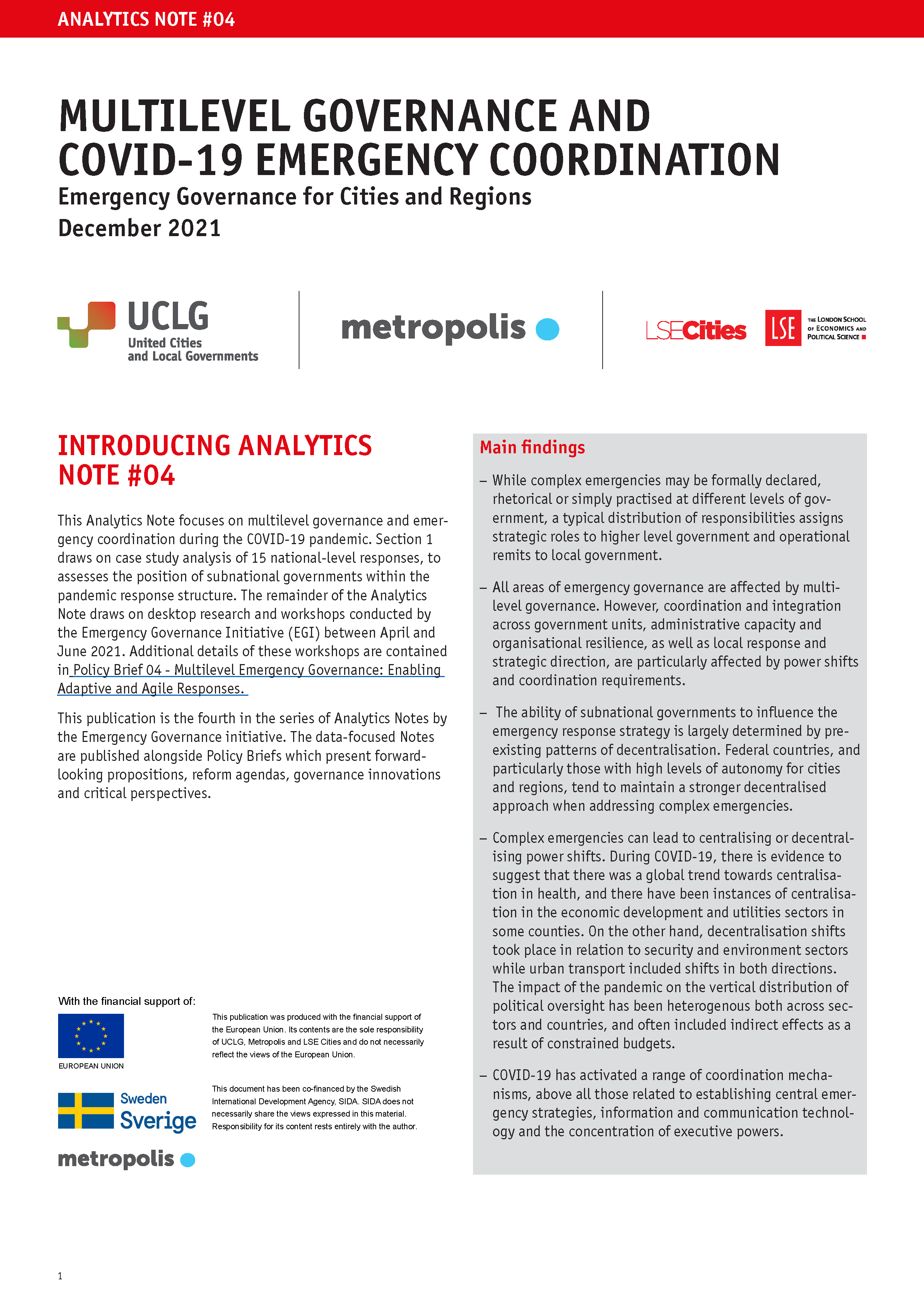 Analytics Note #04 | Emergency Governance Initiative front cover