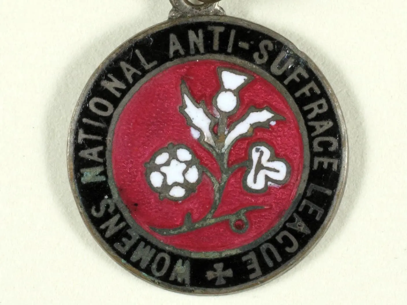 An anti-suffrage movement badge