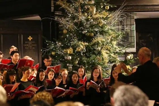 A group of carol singers at a Christmas concert