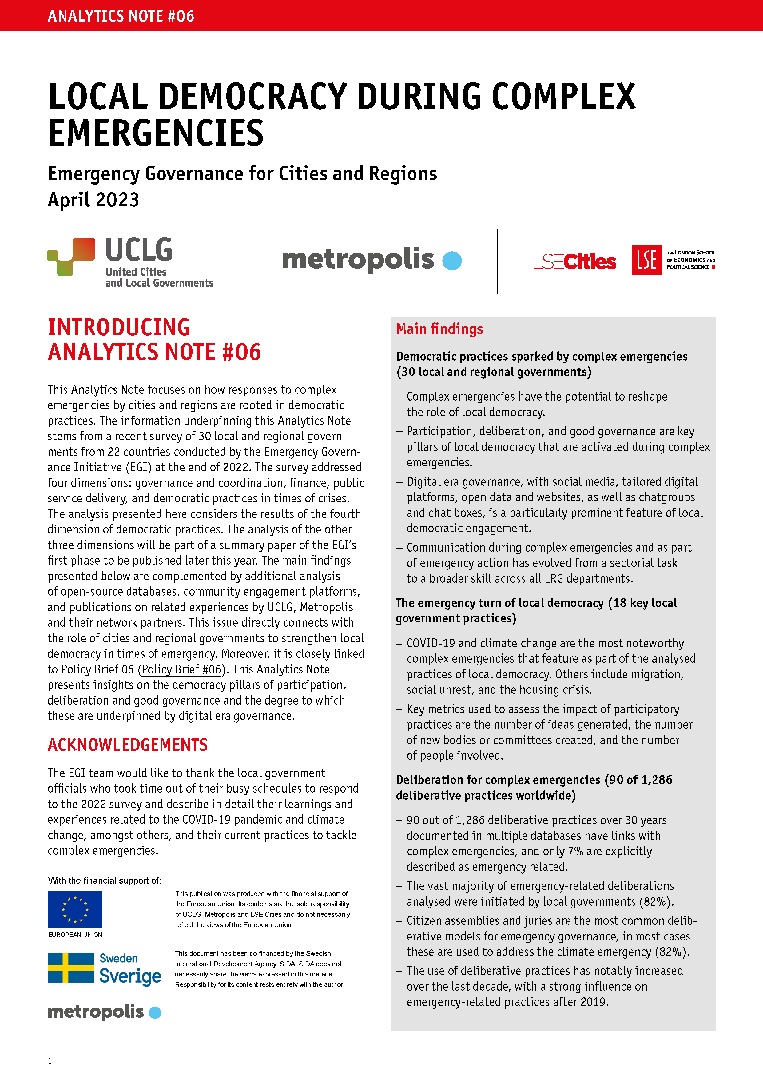 Analytics Note #06 | Emergency Governance Initiative front cover