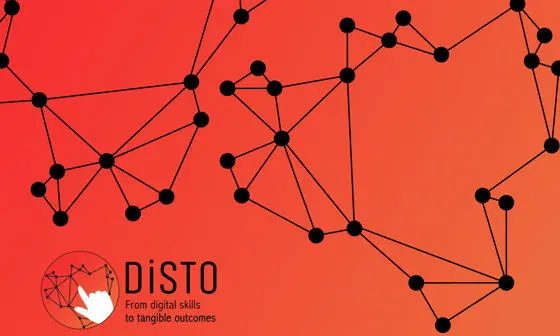 Orange background black nodes linked together by lines