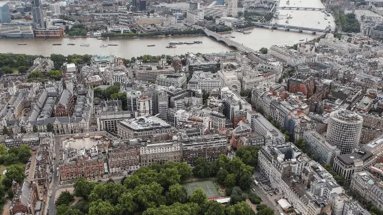 Bird's eye view of lse campus by the river thames