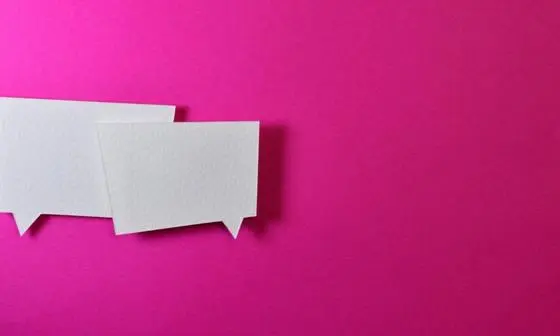 speech cards on pink background
