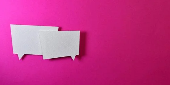 speech cards on pink background