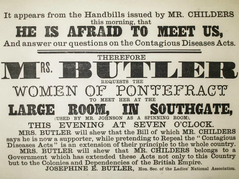 Josephine Butler poster addressing the women of Pontefract