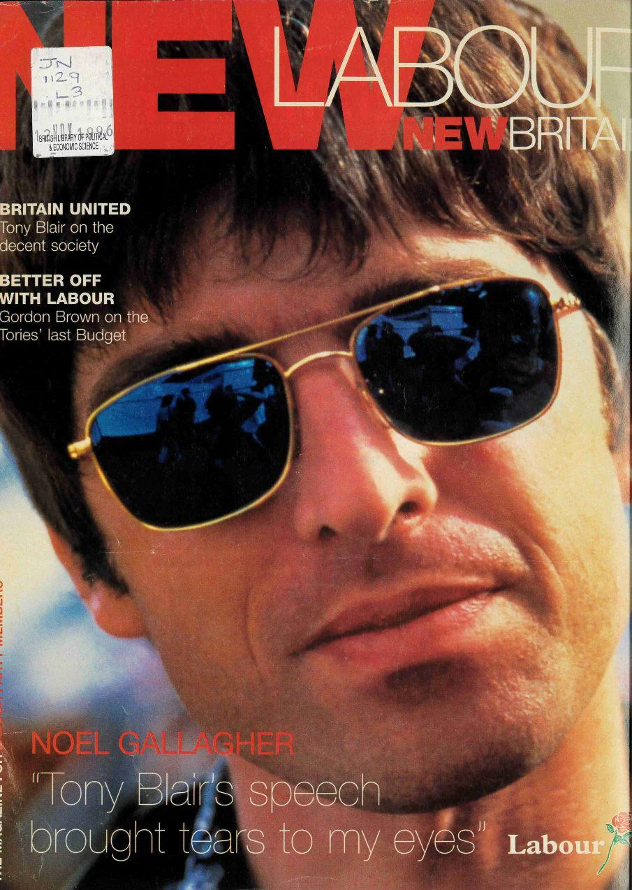 New Labour New Britain journal front cover with Noel Gallagher on and the quote from him "Tony Blair's speech brought tears to my eyes".