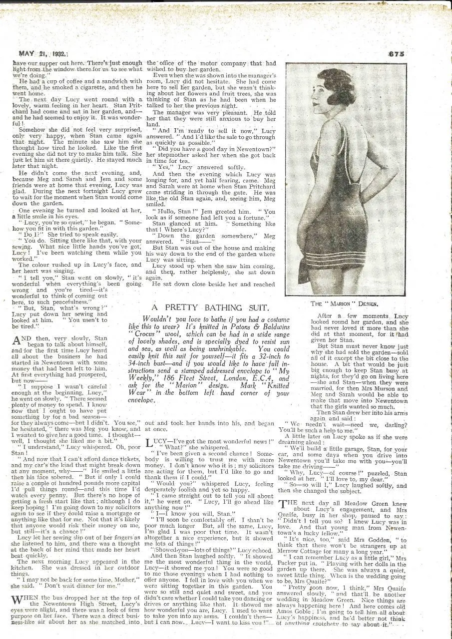 A page from a magazine including a picture of someone in a bathing suit