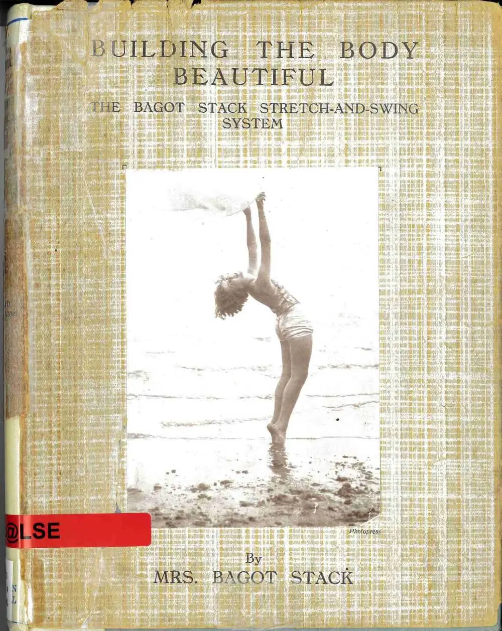 The front cover of a book. Includes a photo of someone on a beach stretching