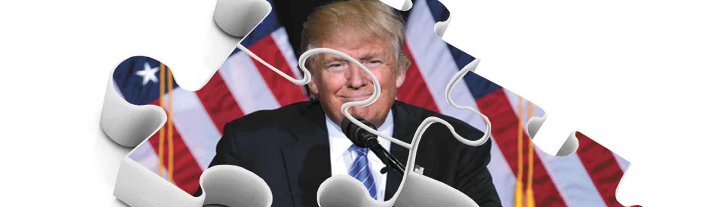 Jigsaw with an image of Donald Trump