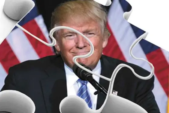 Jigsaw with an image of Donald Trump