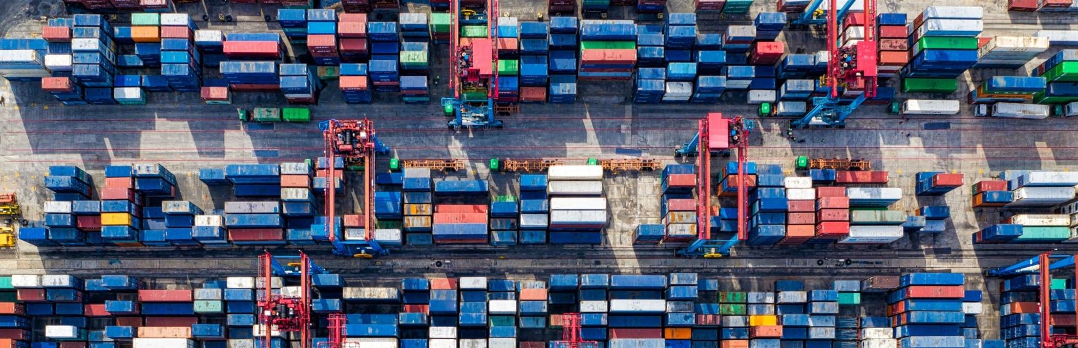 A bust port featuring several container boxes
