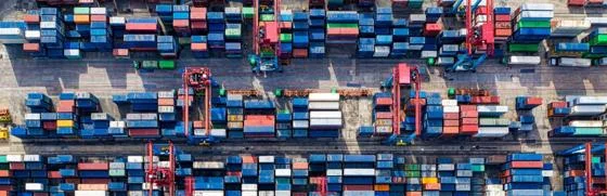 A bust port featuring several container boxes